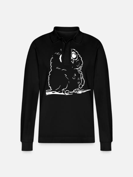 Cute owl - Stanley/Stella Organic Unisex Long-Sleeved Polo Shirt Prepster - black