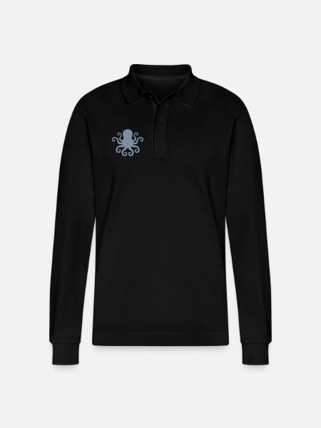 octo logo - Stanley/Stella Organic Unisex Long-Sleeved Polo Shirt Prepster - black