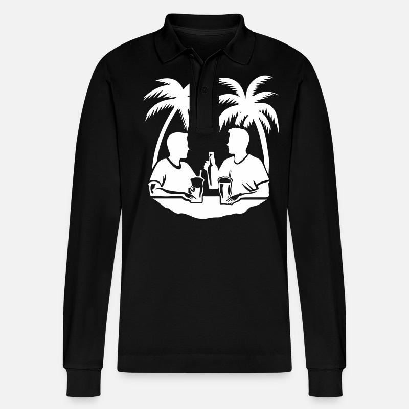 Palmen Urlaub Team - Stanley/Stella Unisex Bio-Langarm-Poloshirt Prepster - Schwarz