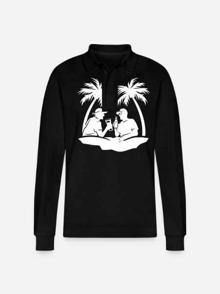 Palmen Urlaub Team Drinks - Stanley/Stella Unisex Bio-Langarm-Poloshirt Prepster - Schwarz