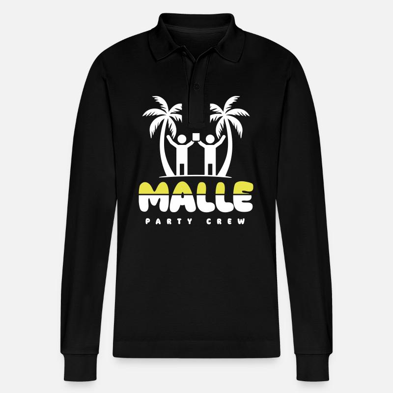 Malle 2024 Mallorca Spruch - Stanley/Stella Unisex Bio-Langarm-Poloshirt Prepster - Schwarz