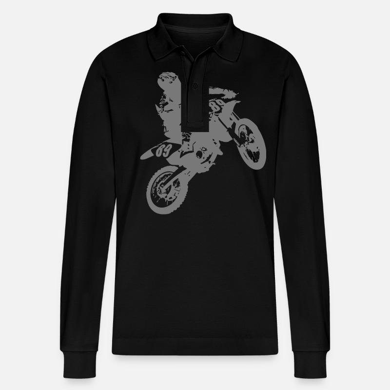 Motorcross - Stanley/Stella Unisex Bio-Langarm-Poloshirt Prepster - Schwarz
