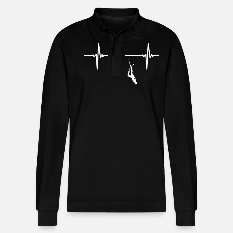 Herzschlag Apnoe - Stanley/Stella Unisex Bio-Langarm-Poloshirt Prepster - Schwarz