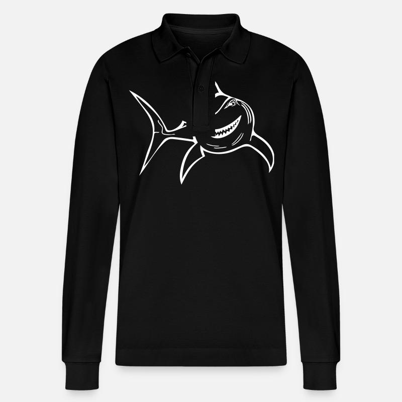 Requin drôle - Polo à manches longues bio PREPSTER Stanley/Stella Unisexe - noir