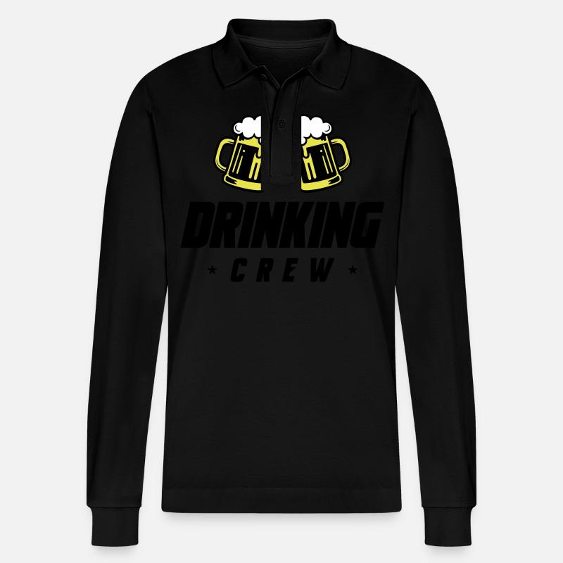 Drinking Crew Bier - Stanley/Stella Unisex Bio-Langarm-Poloshirt Prepster - Schwarz