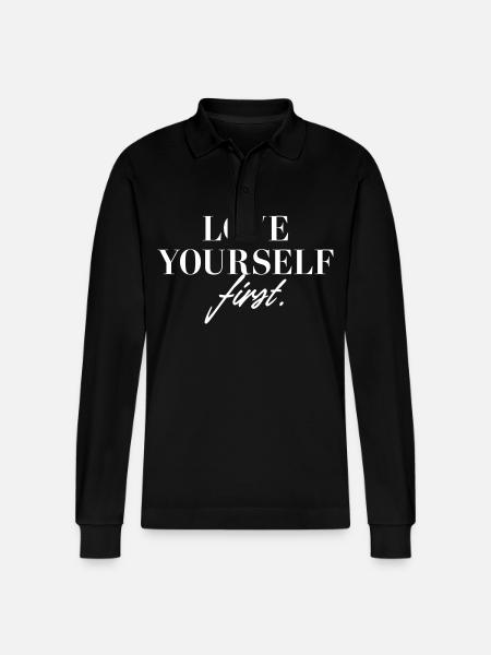 Love yourself first - Stanley/Stella Organic Unisex Long-Sleeved Polo Shirt Prepster - black