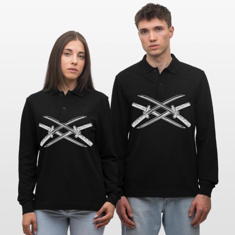 Samurai Sword Element Stanley/Stella Organic Unisex Long-Sleeved Polo Shirt Prepster
