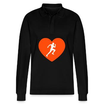I Love running - Stanley/Stella Organic Unisex Long-Sleeved Polo Shirt Prepster - black - Front - Anna (173cm) & Nico (186cm)