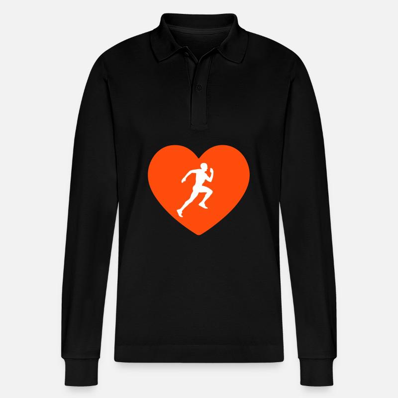 Ich liebe das Laufen - Stanley/Stella Unisex Bio-Langarm-Poloshirt Prepster - Schwarz