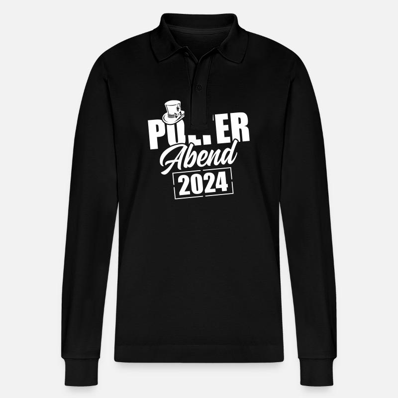 Polterabend 2024 - Stanley/Stella Unisex Bio-Langarm-Poloshirt Prepster - Schwarz