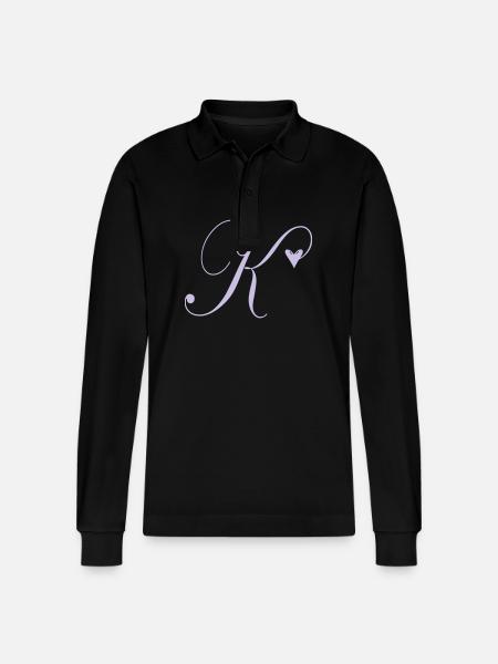 Monogram K Heart Vine - Stanley/Stella Organic Unisex Long-Sleeved Polo Shirt Prepster - black
