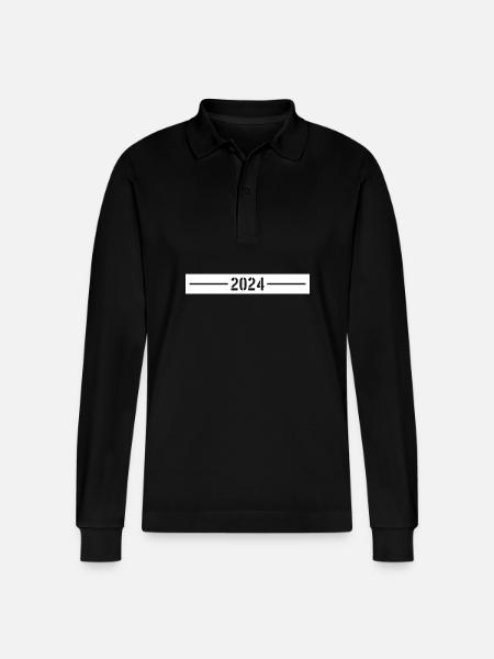 2024 year - Stanley/Stella Organic Unisex Long-Sleeved Polo Shirt Prepster - black