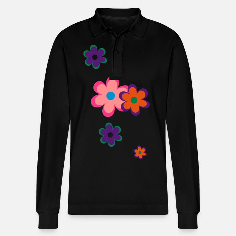 Fleurs - Polo à manches longues bio PREPSTER Stanley/Stella Unisexe - noir