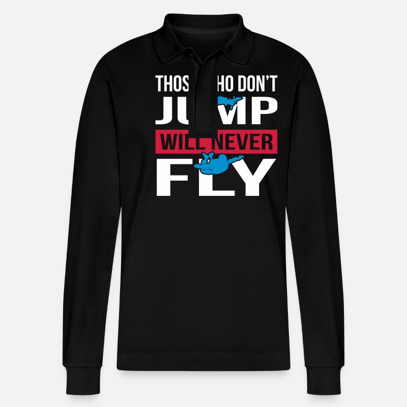 Will Never Fly Skydive - Stanley/Stella Organic Unisex Long-Sleeved Polo Shirt Prepster - black