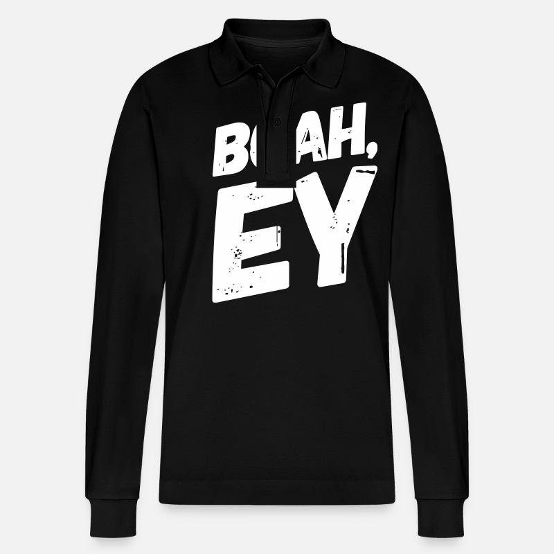 Boah, Ey Spruch - Stanley/Stella Unisex Bio-Langarm-Poloshirt Prepster - Schwarz