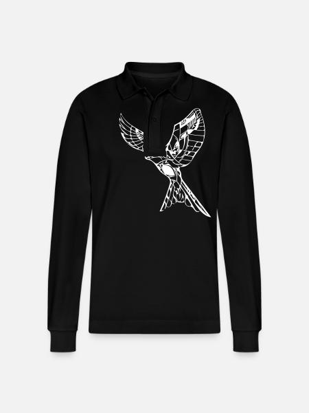 Elegant flying hawk - Stanley/Stella Organic Unisex Long-Sleeved Polo Shirt Prepster - black