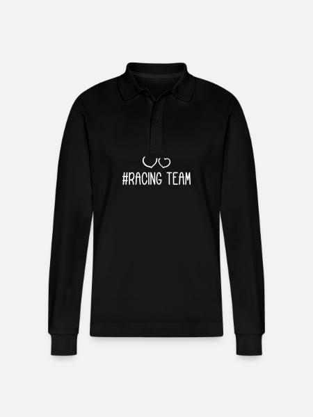 Racing Team Herz - Stanley/Stella Unisex Bio-Langarm-Poloshirt Prepster - Schwarz