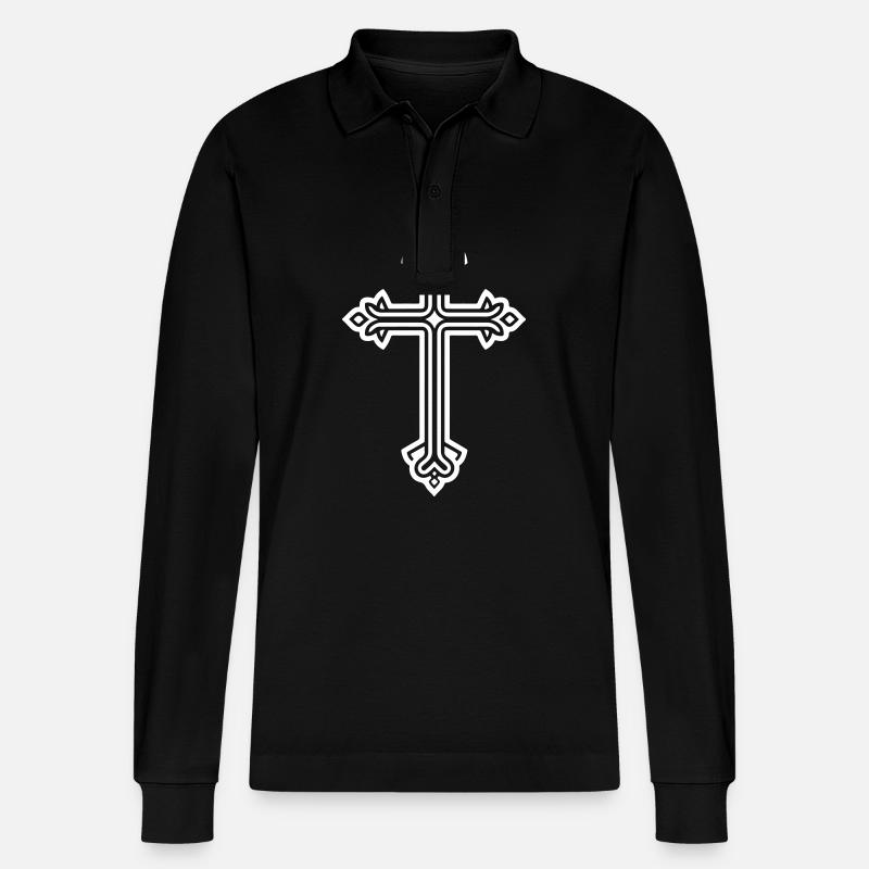 Symbole de la croix Logo - Polo à manches longues bio PREPSTER Stanley/Stella Unisexe - noir