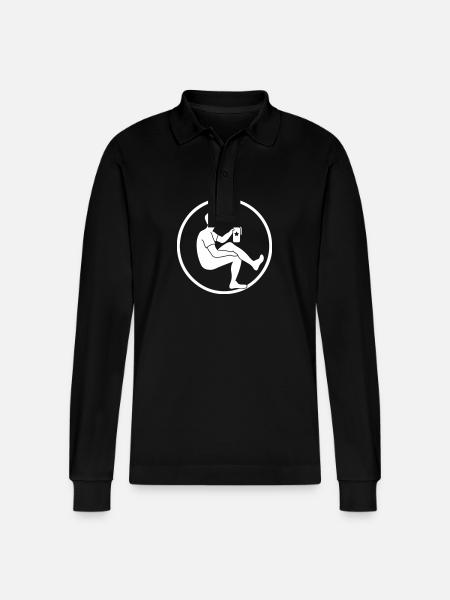Beer Drinking Silhouette - Stanley/Stella Organic Unisex Long-Sleeved Polo Shirt Prepster - black