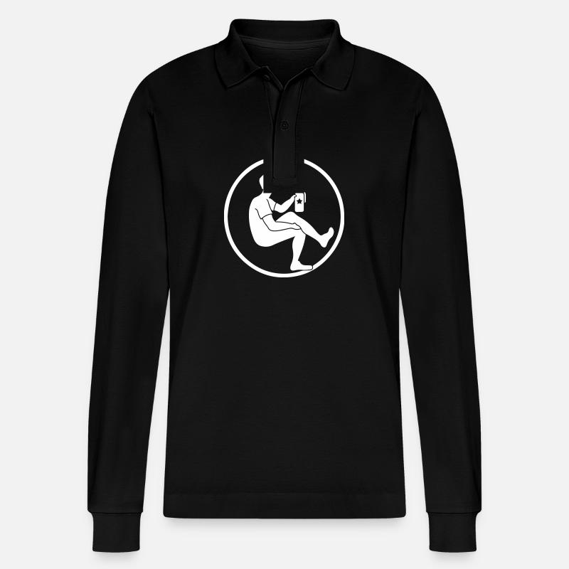Bier Trinken Silhouette - Stanley/Stella Unisex Bio-Langarm-Poloshirt Prepster - Schwarz