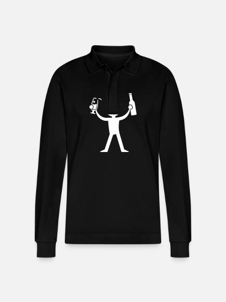 Drink Bottle of Beer - Stanley/Stella Organic Unisex Long-Sleeved Polo Shirt Prepster - black