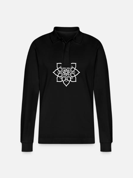 Star Mandala - Stanley/Stella Organic Unisex Long-Sleeved Polo Shirt Prepster - black