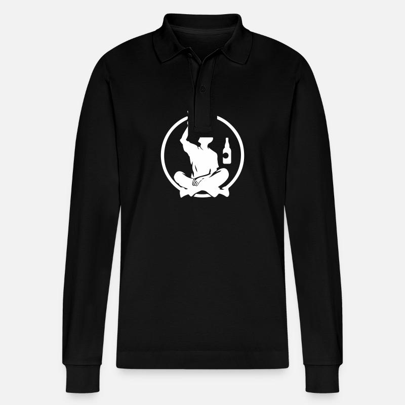 Silhouette Mann Mit Bier - Stanley/Stella Unisex Bio-Langarm-Poloshirt Prepster - Schwarz