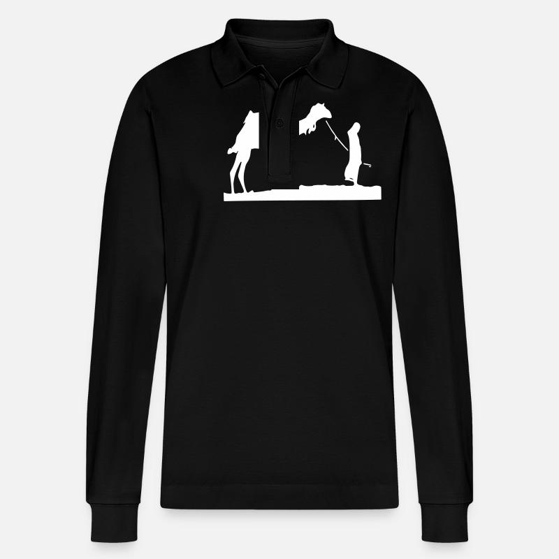 Wüste Sahara Kamel - Stanley/Stella Unisex Bio-Langarm-Poloshirt Prepster - Schwarz