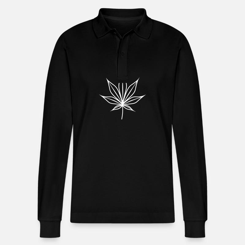 Hanfblatt Weed Hanf Symbol - Stanley/Stella Unisex Bio-Langarm-Poloshirt Prepster - Schwarz