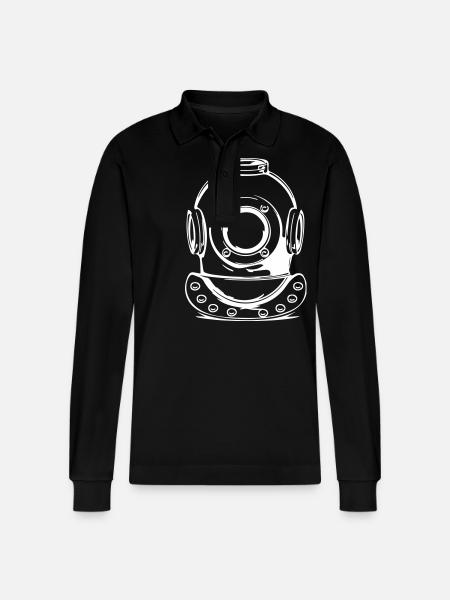 Historic diving helmet - Stanley/Stella Organic Unisex Long-Sleeved Polo Shirt Prepster - black