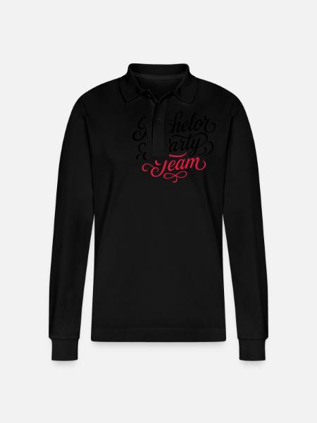 Bachelor Party Team - Stanley/Stella Organic Unisex Long-Sleeved Polo Shirt Prepster - black