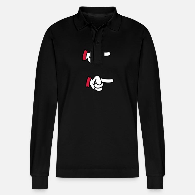 pointing finger / Zeigefinger (3c) - Stanley/Stella Unisex Bio-Langarm-Poloshirt Prepster - Schwarz