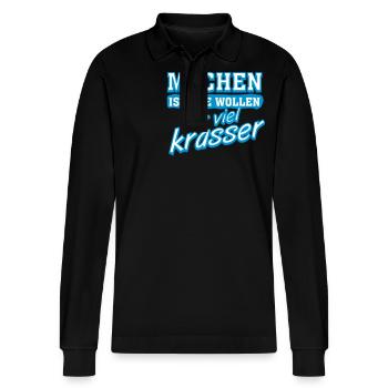 Lustige Sprueche lustiger Spruch "Machen ist" - Stanley/Stella Unisex Bio-Langarm-Poloshirt Prepster - Schwarz - Vorne - Anna (173cm) & Nico (186cm)