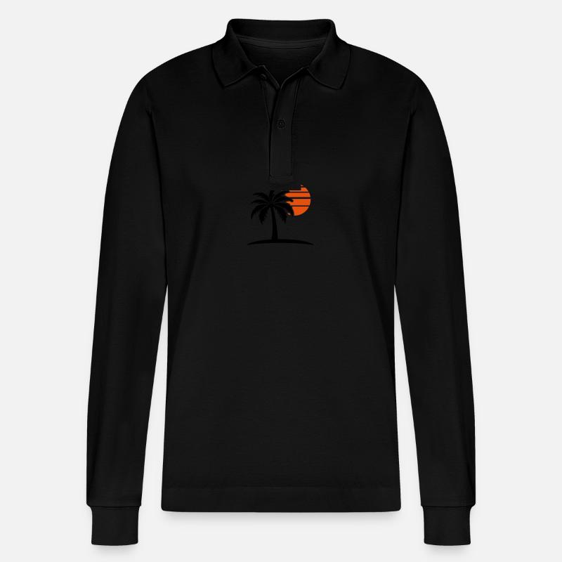 Palm Tree Sun Island - Polo à manches longues bio PREPSTER Stanley/Stella Unisexe - noir