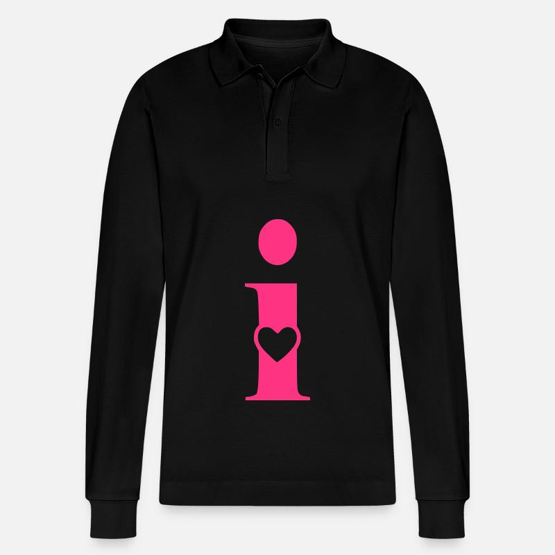 Buchstabe i Anfangsbuchstabe mit Herz - Stanley/Stella Unisex Bio-Langarm-Poloshirt Prepster - Schwarz