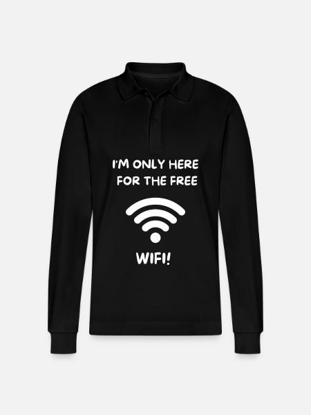 FREE WIFI 2 0 - Stanley/Stella Unisex Bio-Langarm-Poloshirt Prepster - Schwarz