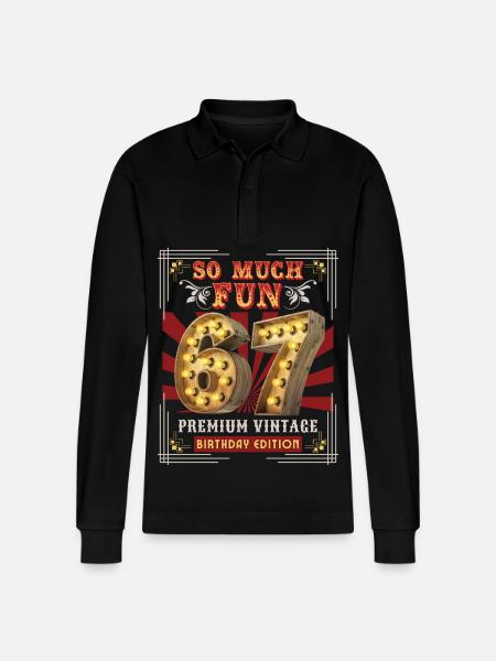 67th birthday 67 years Vintage-Retro Fun-Birthday - Stanley/Stella Organic Unisex Long-Sleeved Polo Shirt Prepster - black