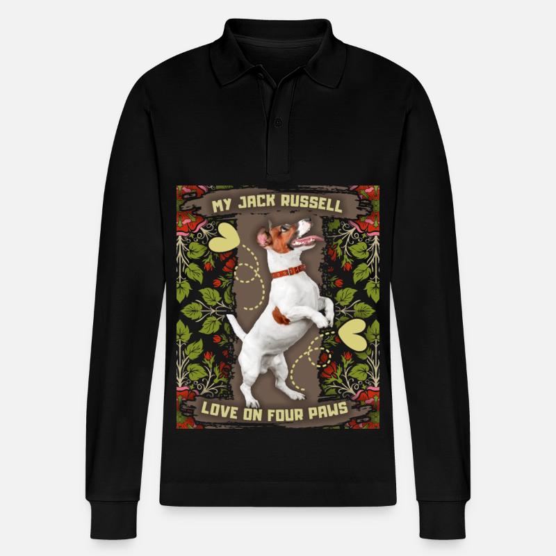 Jack-Russell-Terrier, Hund, bester Freund - Stanley/Stella Unisex Bio-Langarm-Poloshirt Prepster - Schwarz
