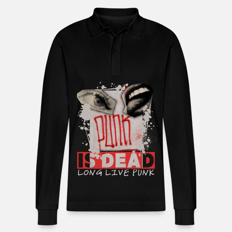 Punk-Is-Dead, Punk-Stil, Punk-Design - Stanley/Stella Unisex Bio-Langarm-Poloshirt Prepster - Schwarz