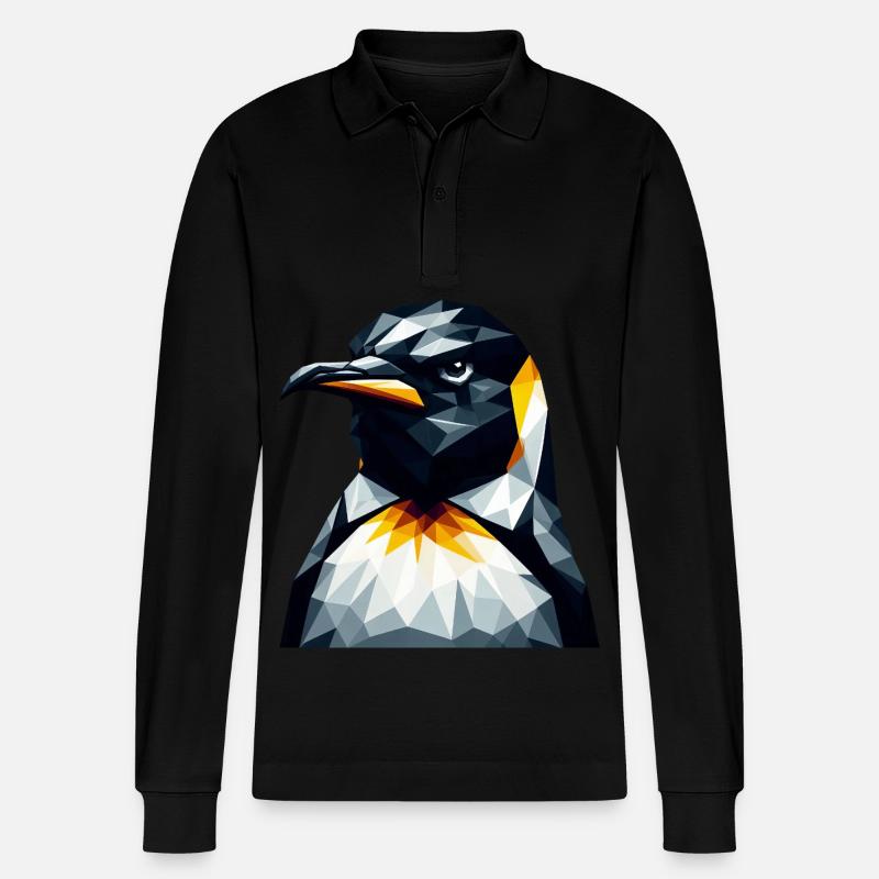 pingouin géométrique polygone math art - Polo à manches longues bio PREPSTER Stanley/Stella Unisexe - noir
