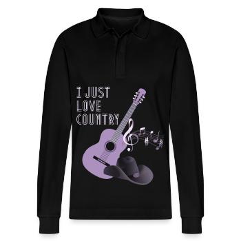 Country Music Rengaine, Country Guitare - Polo à manches longues bio PREPSTER Stanley/Stella Unisexe - noir - Devant - Anna (173cm) & Nico (186cm)