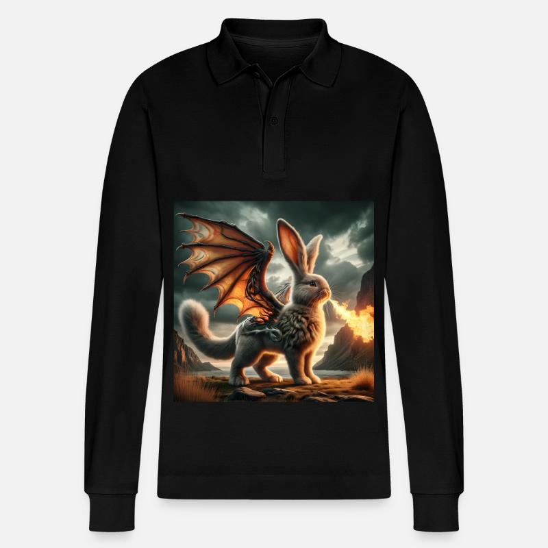 Feuerspeiender Hase Drache #03 - Stanley/Stella Unisex Bio-Langarm-Poloshirt Prepster - Schwarz