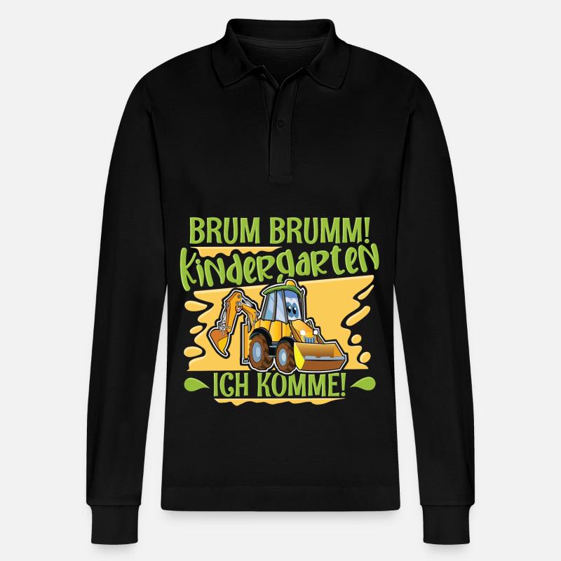 Kindergarten Bagger - Stanley/Stella Unisex Bio-Langarm-Poloshirt Prepster - Schwarz