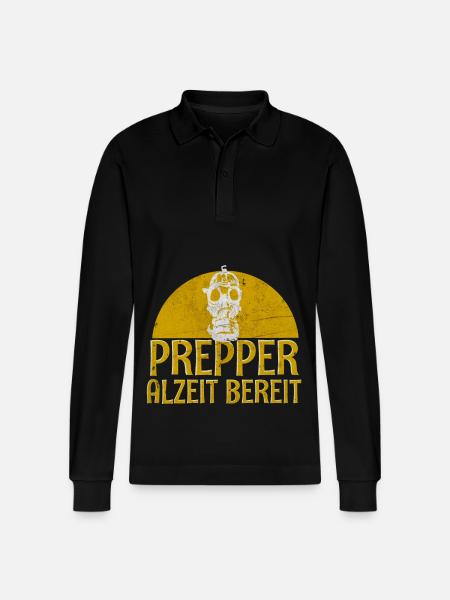 Prepper - Stanley/Stella Unisex Bio-Langarm-Poloshirt Prepster - Schwarz