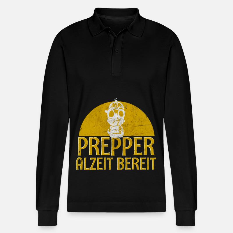 Prepper - Stanley/Stella Unisex Bio-Langarm-Poloshirt Prepster - Schwarz