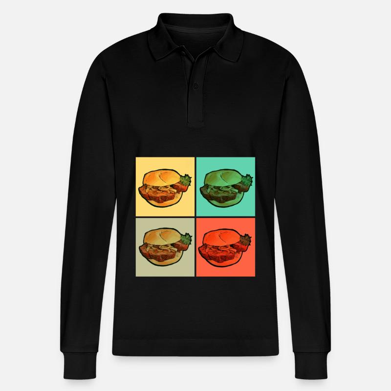 Leberkas Fleischkäse Brötchen - Stanley/Stella Unisex Bio-Langarm-Poloshirt Prepster - Schwarz