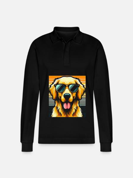 Golden Retriever - Stanley/Stella Organic Unisex Long-Sleeved Polo Shirt Prepster - black