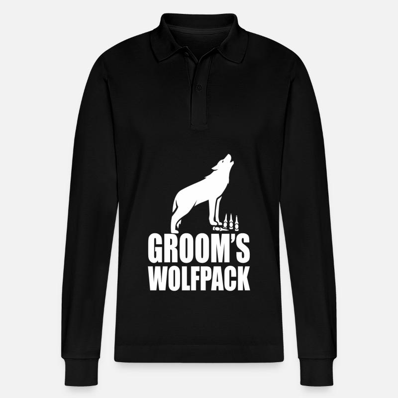 Groom's Wolfpack - Stanley/Stella Unisex Bio-Langarm-Poloshirt Prepster - Schwarz