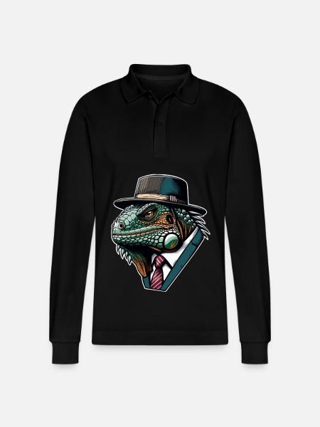 Iguana - Stanley/Stella Organic Unisex Long-Sleeved Polo Shirt Prepster - black