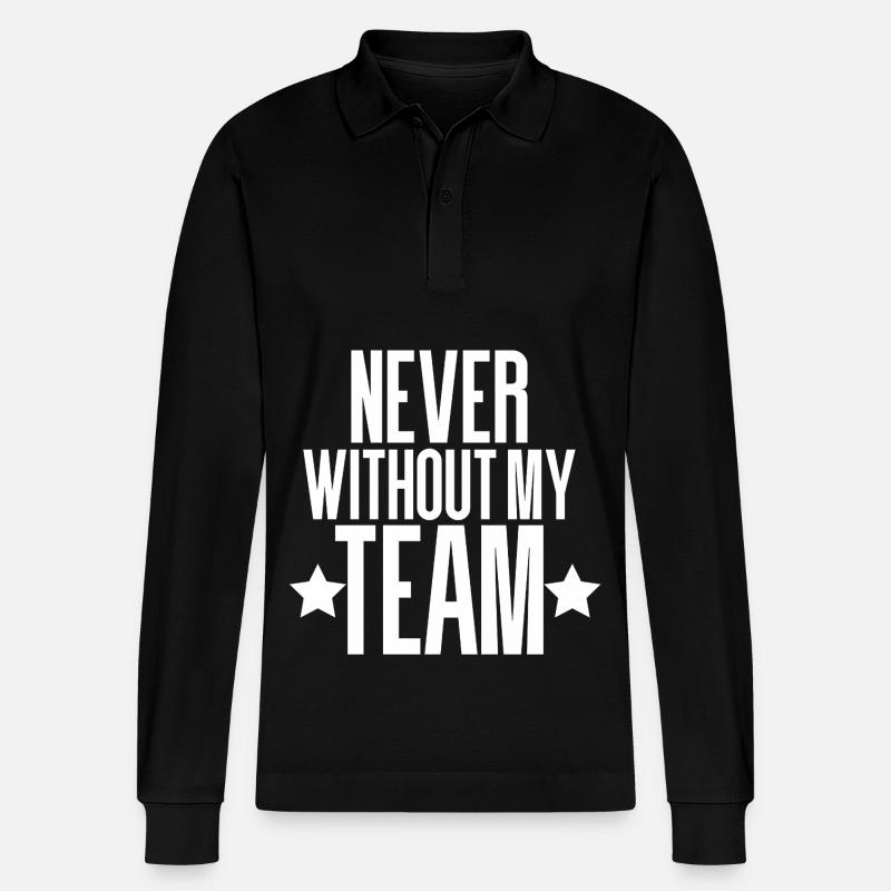 NEVER WITHOUT MY TEAM - Stanley/Stella Organic Unisex Long-Sleeved Polo Shirt Prepster - black